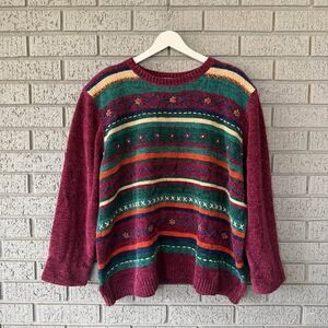 VTG Alfred Dunner Knit Sweater Women’s Size XL Colorful Grannycore